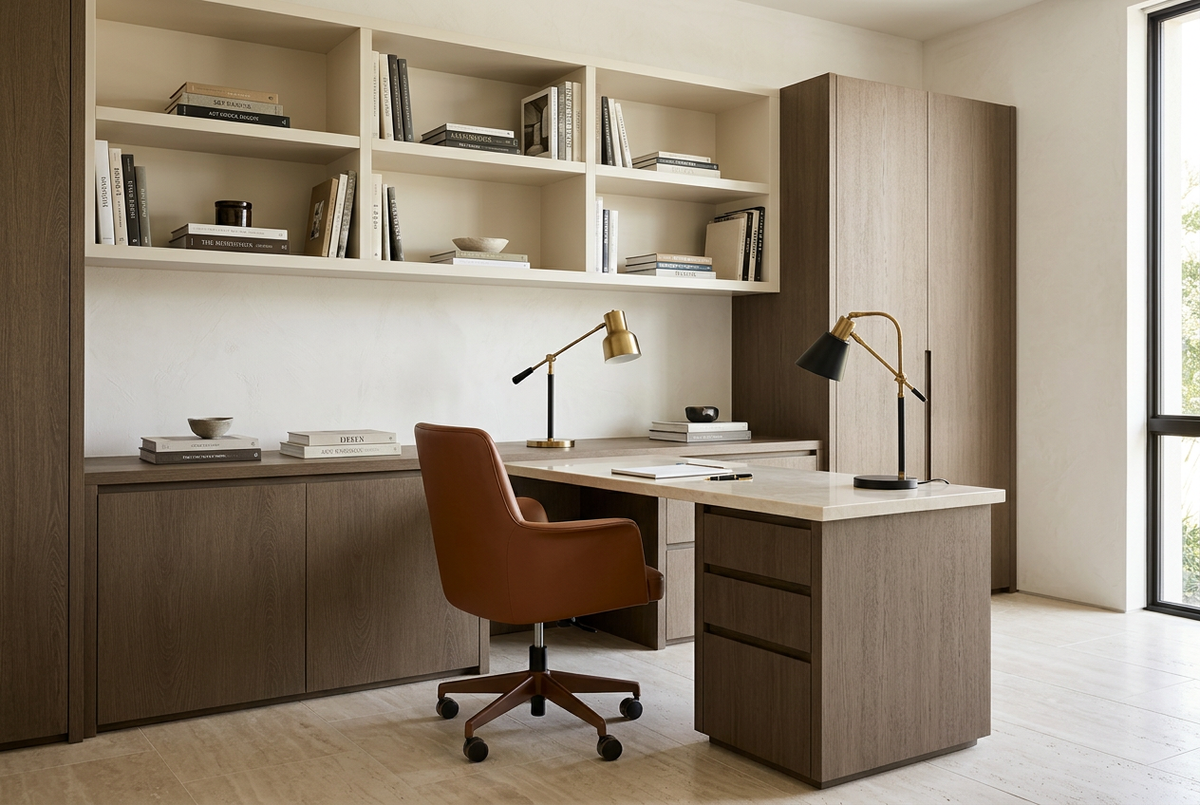 Film adhésif décoratif Cover Styl NL56 Chêne de la Terre brun aux nuances terreuses, veinage longitudinal et finition Prestige mate pour meubles de bureau.
