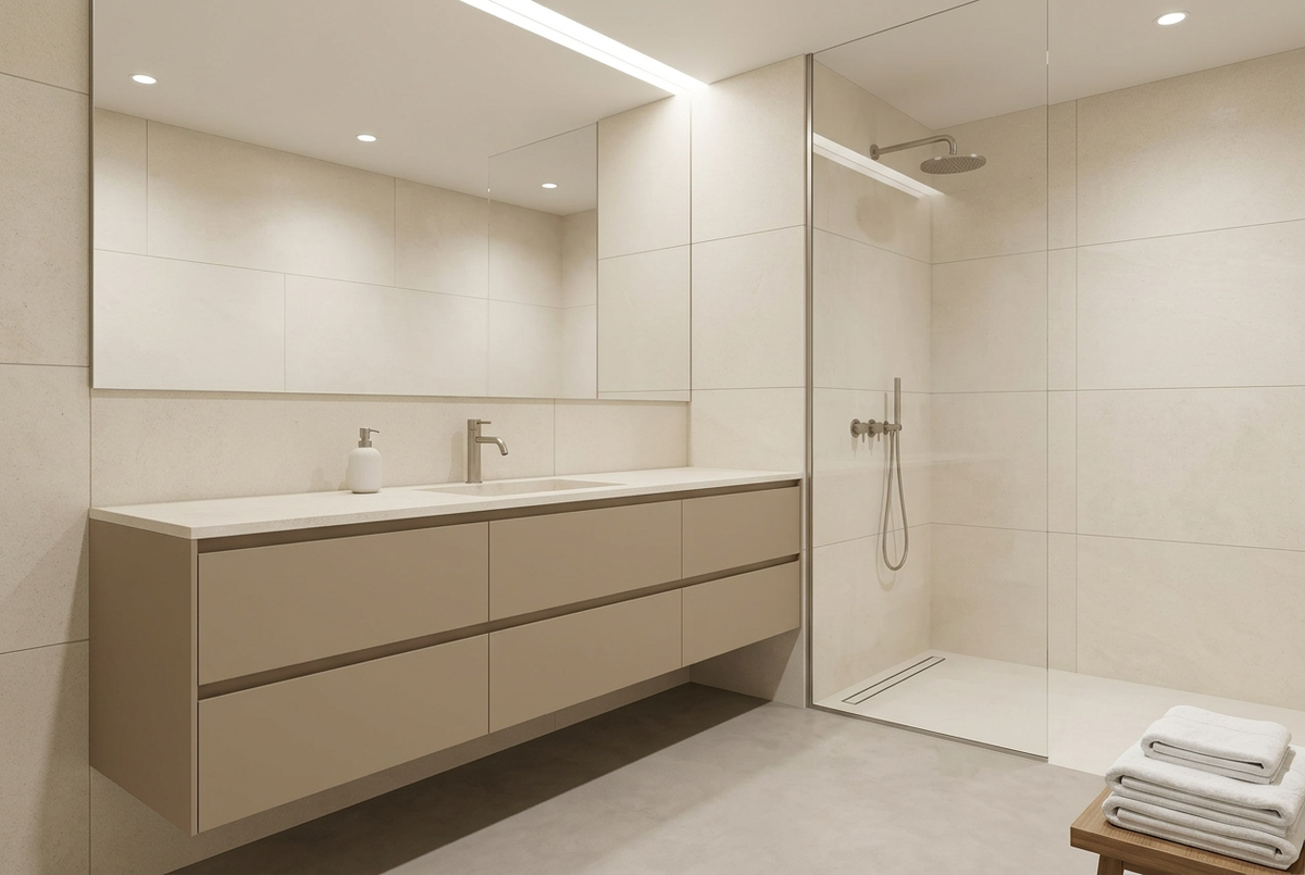 Film adhésif décoratif Cover Styl NL6 Mocha brun beige, finition Standard mate pour meubles de salle de bain