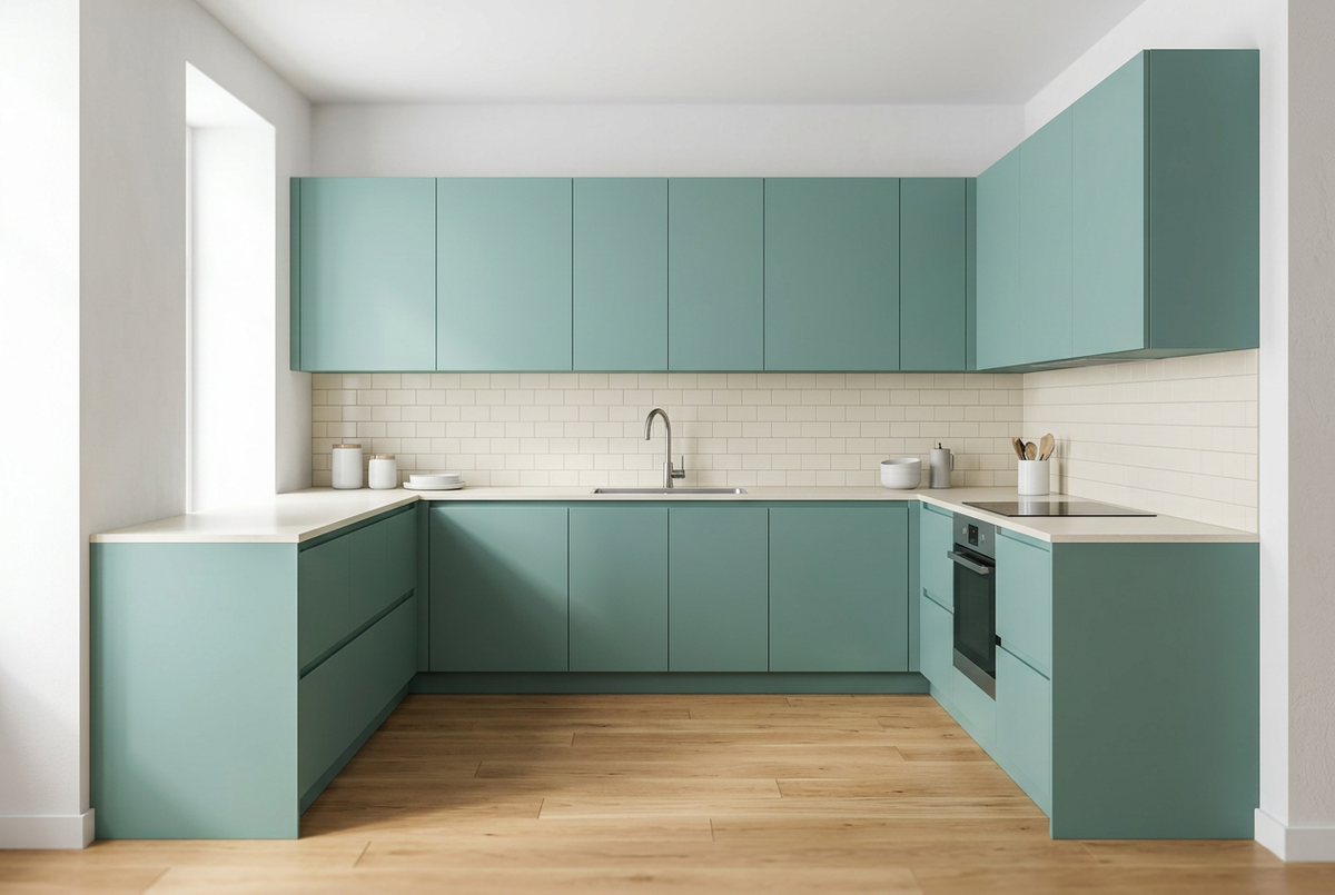 Film adhésif décoratif Cover Styl NL7 Celadon vert céladon légèrement bleuté, finition Standard mate pour façades de cuisine