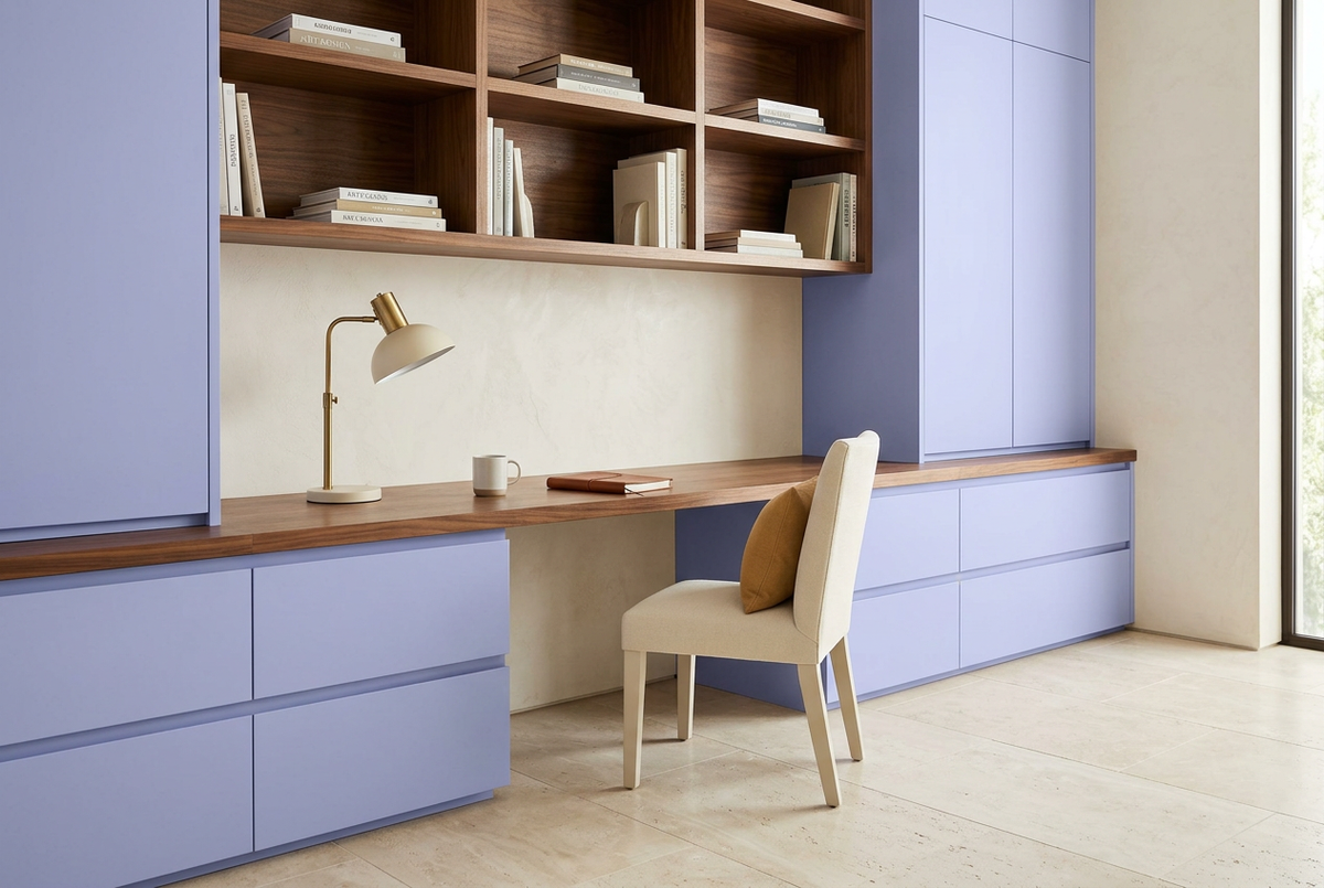 Film adhésif décoratif Cover Styl NL8 Lavender, lavande clair légèrement bleuté, finition Standard mate pour meubles de bureau