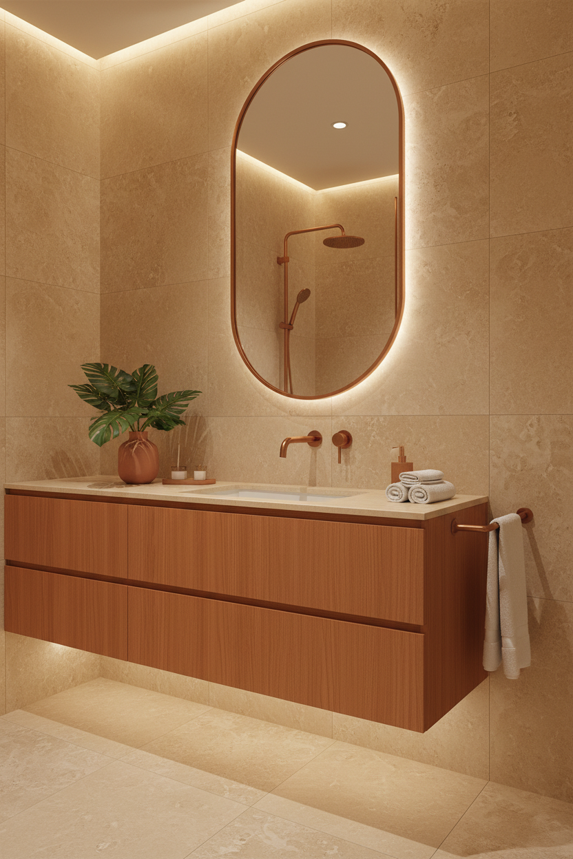 Film adhésif imitation bois Cover Styl CT08 noyer des Andes posé sur meuble de salle de bain