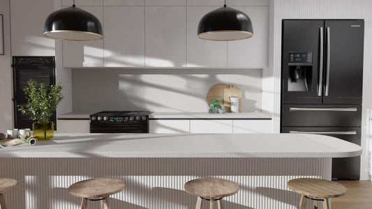 Film adhésif décoratif effet granit beige brut texturé Cover Styl NH35 pour rénovation de cuisine, meuble, mur et salle de bain.
