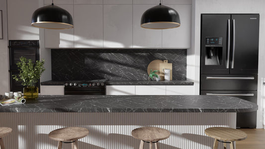 Film adhésif décoratif haute résistance pierre marbre noir Nero Marquina Cover Styl HR-U50 pour rénovation de cuisine, plan de travail, mur et salle de bain