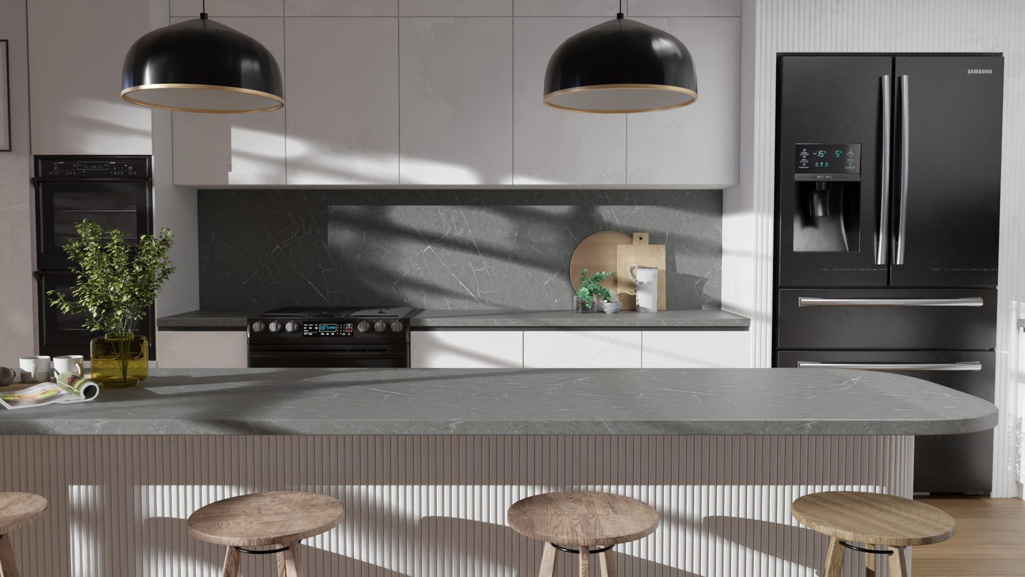 Film adhésif décoratif haute résistance pierre marbre noir Armani Nero Cover Styl HR-NF98 pour rénovation de cuisine, plan de travail, mur et salle de bain.