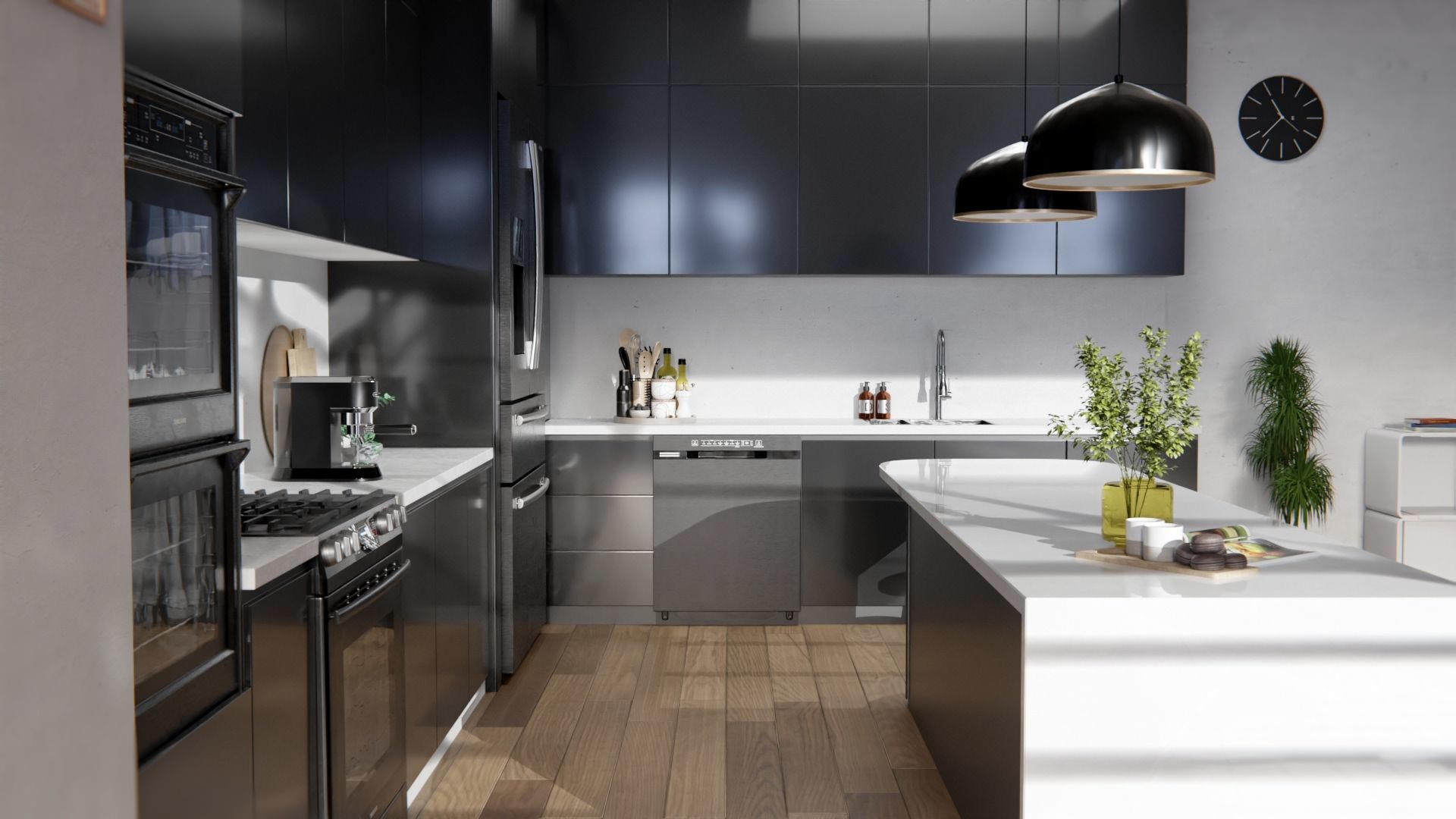 Film adhésif décoratif haute résistance couleur noir laqué Lacquered Black Cover Styl HR-J5 pour rénovation de cuisine, meuble, porte et mur.