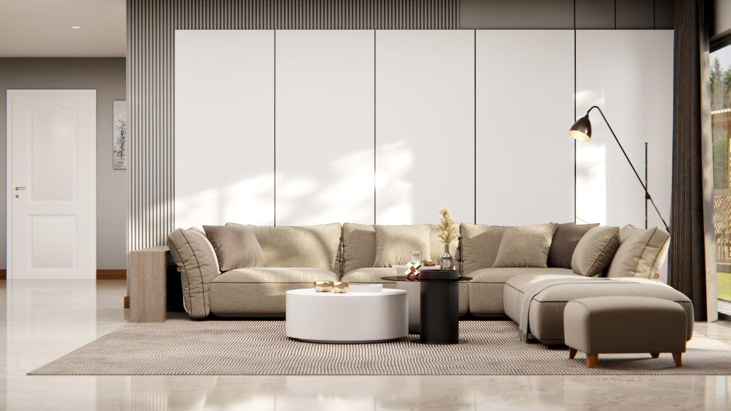 Film adhésif décoratif Cover Styl J4 blanc laqué posé sur table et mur du salon