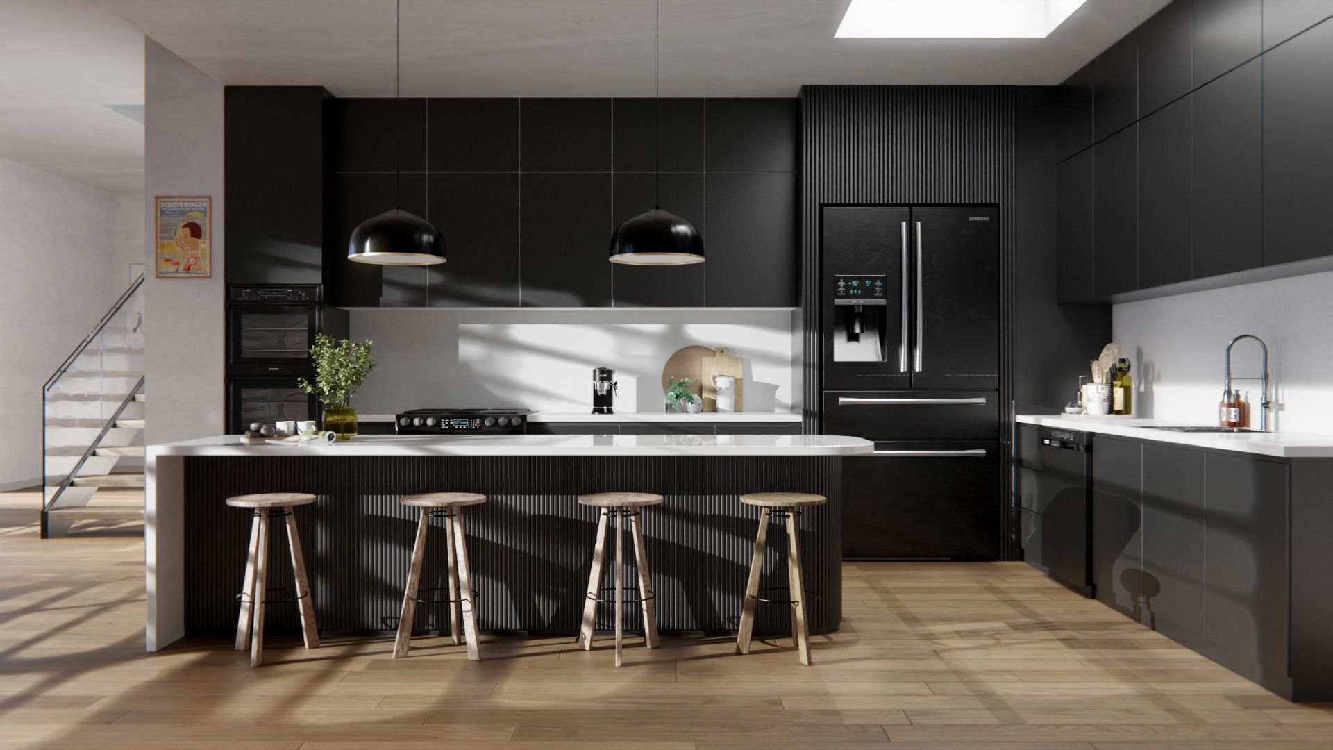  Film adhésif décoratif Cover Styl J5 noir laqué posé sur façades de cuisine