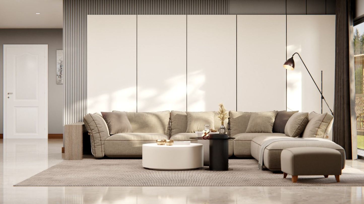  Film adhésif décoratif Cover Styl M10 beige lait d'avoine sur table et mur de salon
