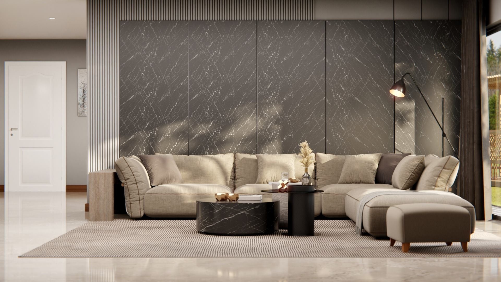 Film adhésif décoratif effet marbre grigio marquina Cover Styl MK14 pour rénovation meuble et surface
