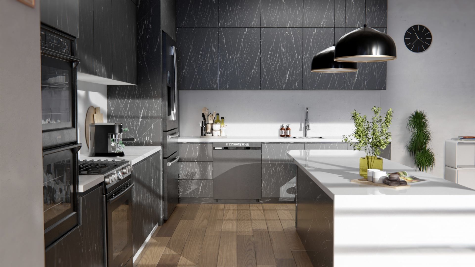 Film adhésif décoratif effet marbre grigio marquina Cover Styl MK14 pour rénovation meuble et surface