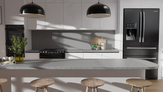 Film adhésif décoratif effet marbre gris étrusque mat Cover Styl NH46 pour rénovation de cuisine, meuble, mur et salle de bain.
