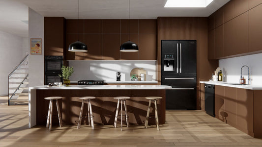 Film adhésif décoratif effet métal brossé cuivre Cover Styl NH60 pour rénovation de cuisine, meuble, mur et salle de bain.