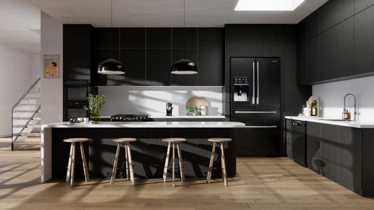 Film adhésif décoratif effet métal brossé graphite intense texturé Cover Styl Q50 pour rénovation de cuisine, meuble, mur et salle de bain.