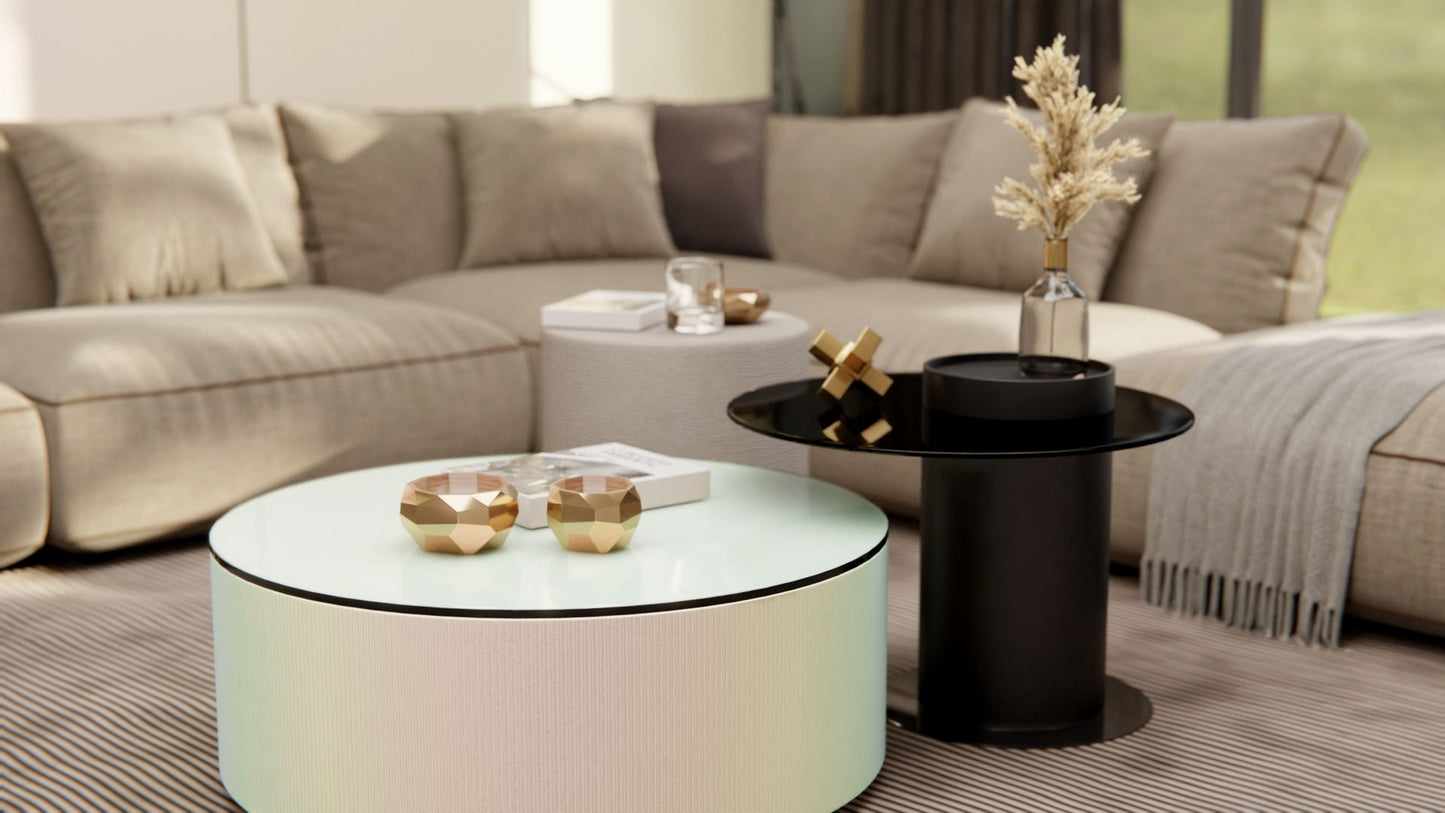 Film adhésif décoratif effet métal irisé Aurora Prestige holographique Cover Styl AU02 pour rénovation de cuisine, meuble, mur et salle de bain.