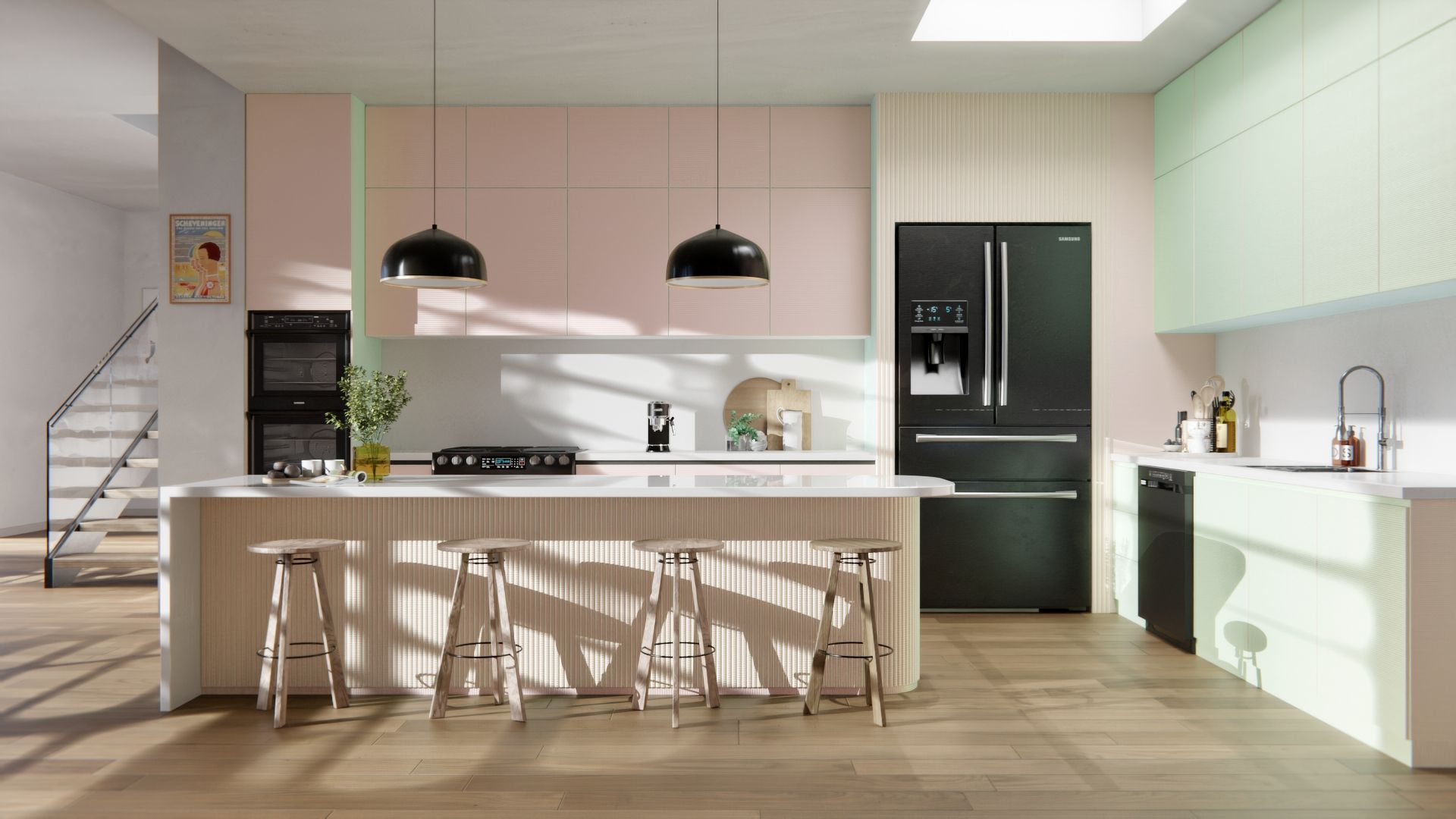 Film adhésif décoratif effet métal irisé Aurora Prestige holographique Cover Styl AU02 pour rénovation de cuisine, meuble, mur et salle de bain.