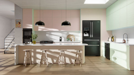 Film adhésif décoratif effet métal irisé Aurora Prestige holographique Cover Styl AU02 pour rénovation de cuisine, meuble, mur et salle de bain.