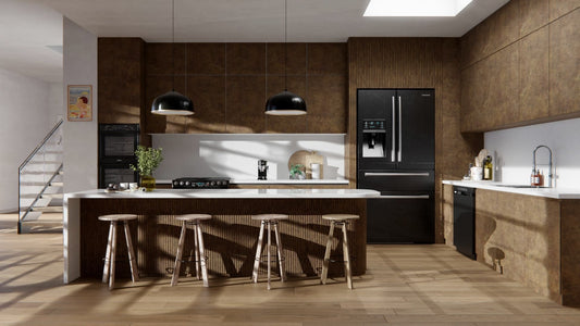 Film adhésif décoratif effet acier corten rouillé Rust Prestige texturé Cover Styl W6 pour rénovation de cuisine, meuble, mur et salle de bain.