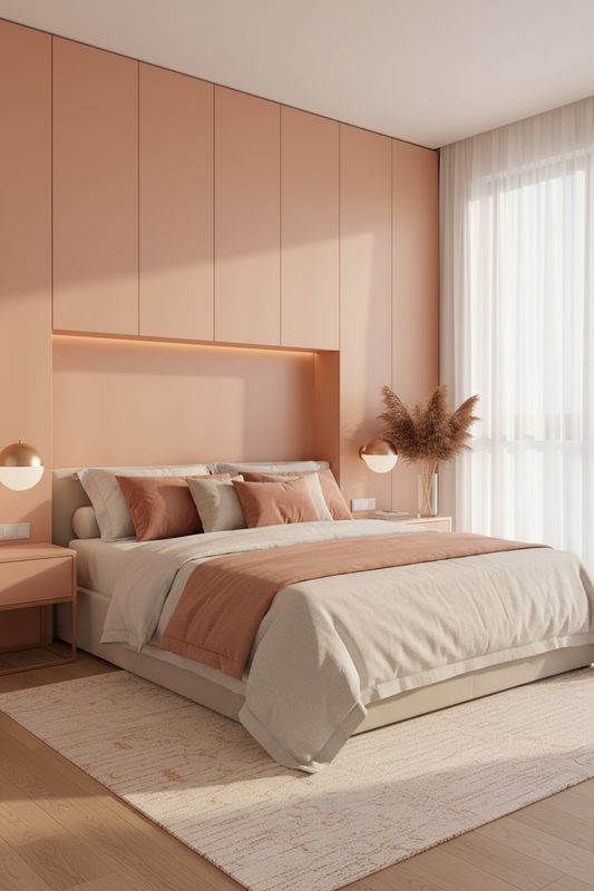  Film adhésif décoratif Cover Styl NE53 rose pêche posé sur meuble de la chambre