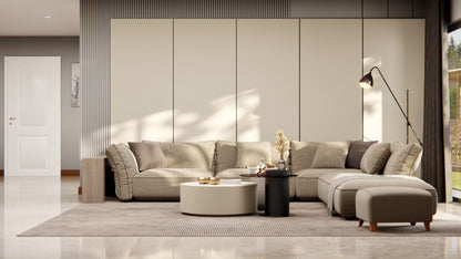 Film adhésif décoratif Cover Styl NE78 sable cordé beige sur table et mur du salon