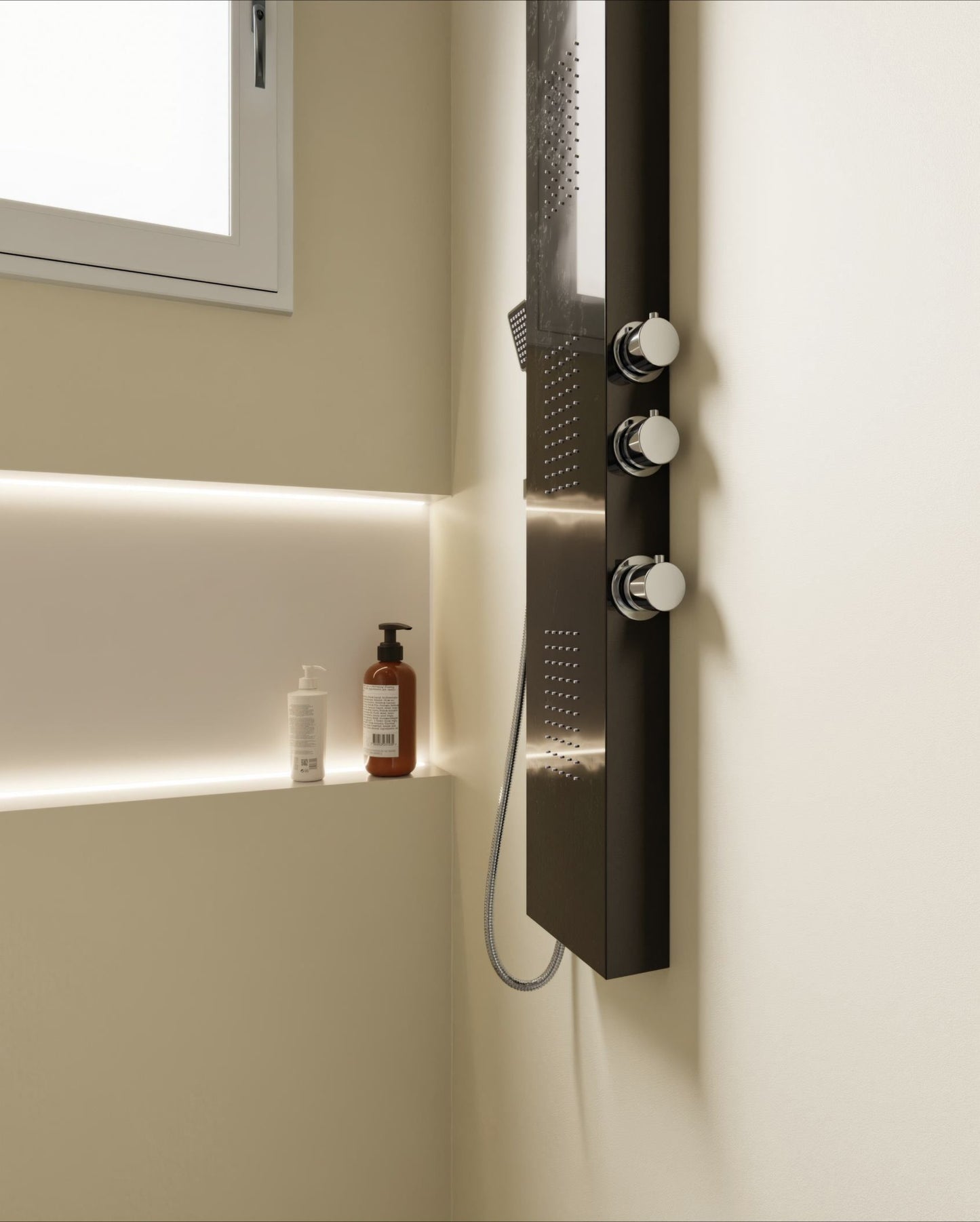 Film adhésif décoratif Cover Styl NH02 blanc poudré posé dans la salle de bain