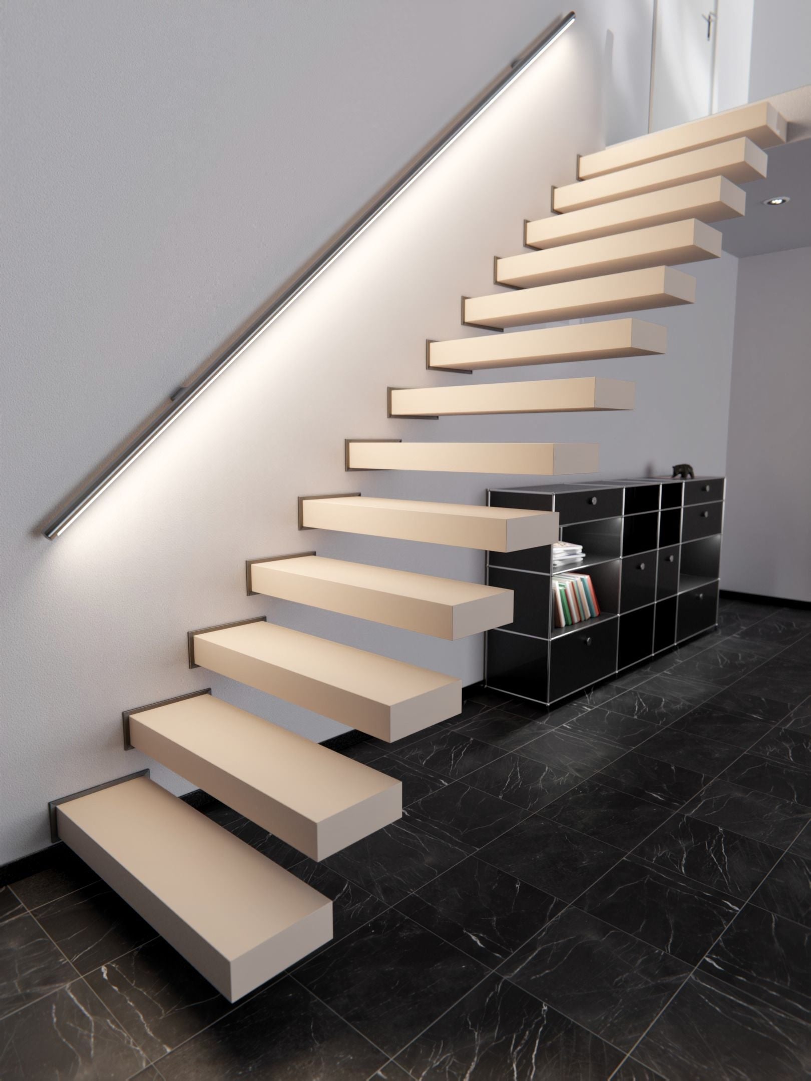 Film adhésif décoratif Cover Styl NH06 sable rosé posé sur escalier