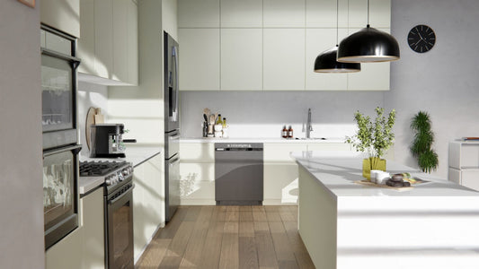 Film adhésif décoratif Cover Styl NH22 gris chaud posé sur façades de cuisine