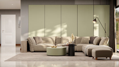 Film adhésif décoratif Cover Styl NH27 gris brume alpine sur meuble et mur du salon