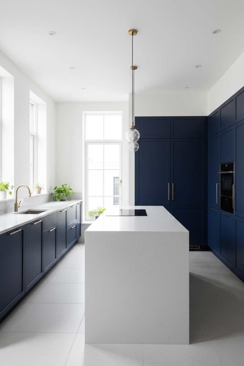 Film adhésif décoratif Cover Styl O8 bleu indigo posé sur meuble et façades de cuisine