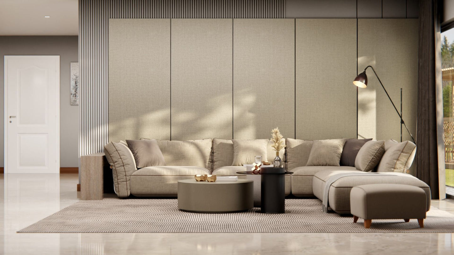Film adhésif décoratif effet prestige naturel beige tissé texturé Cover Styl NG07 pour rénovation de cuisine, meuble, mur et salle de bain.
