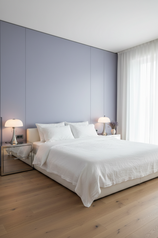 Film adhésif décoratif Cover Styl RM15 bleu lilas posé sur mur