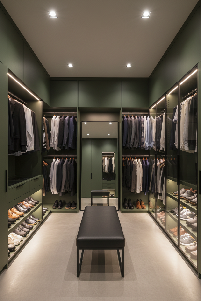 Film adhésif décoratif Cover Styl RM21 vert militaire posé sur meuble de dressing