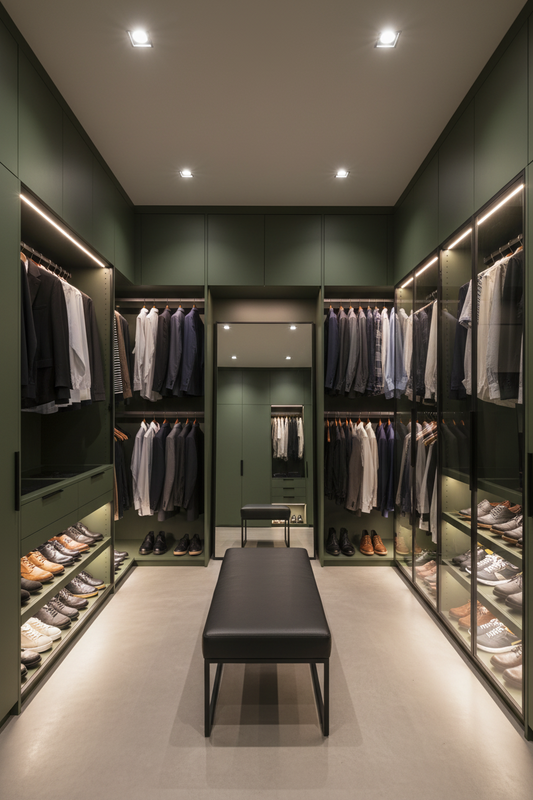 Film adhésif décoratif Cover Styl RM21 vert militaire posé sur meuble de dressing