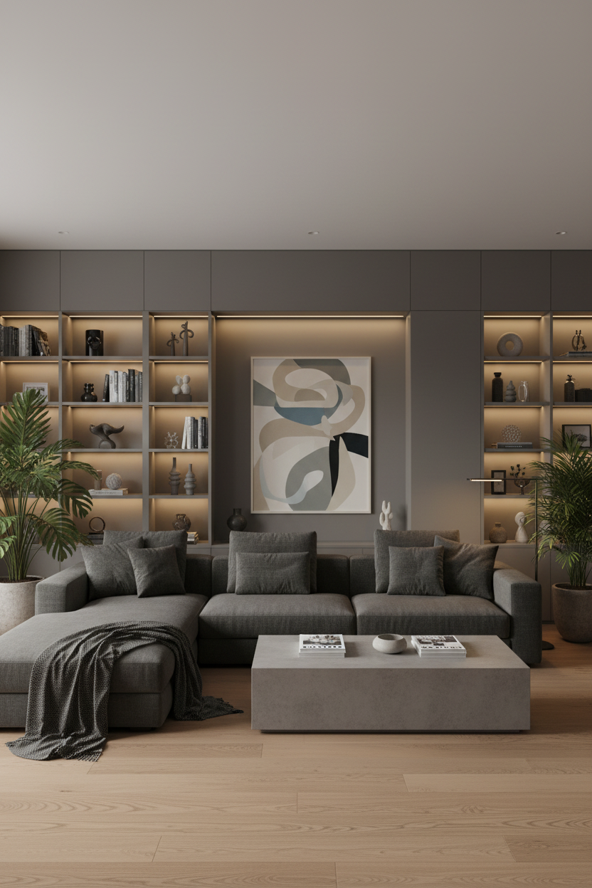 Film adhésif décoratif Cover Styl RM28 gris asphalte posé sur meuble et mur