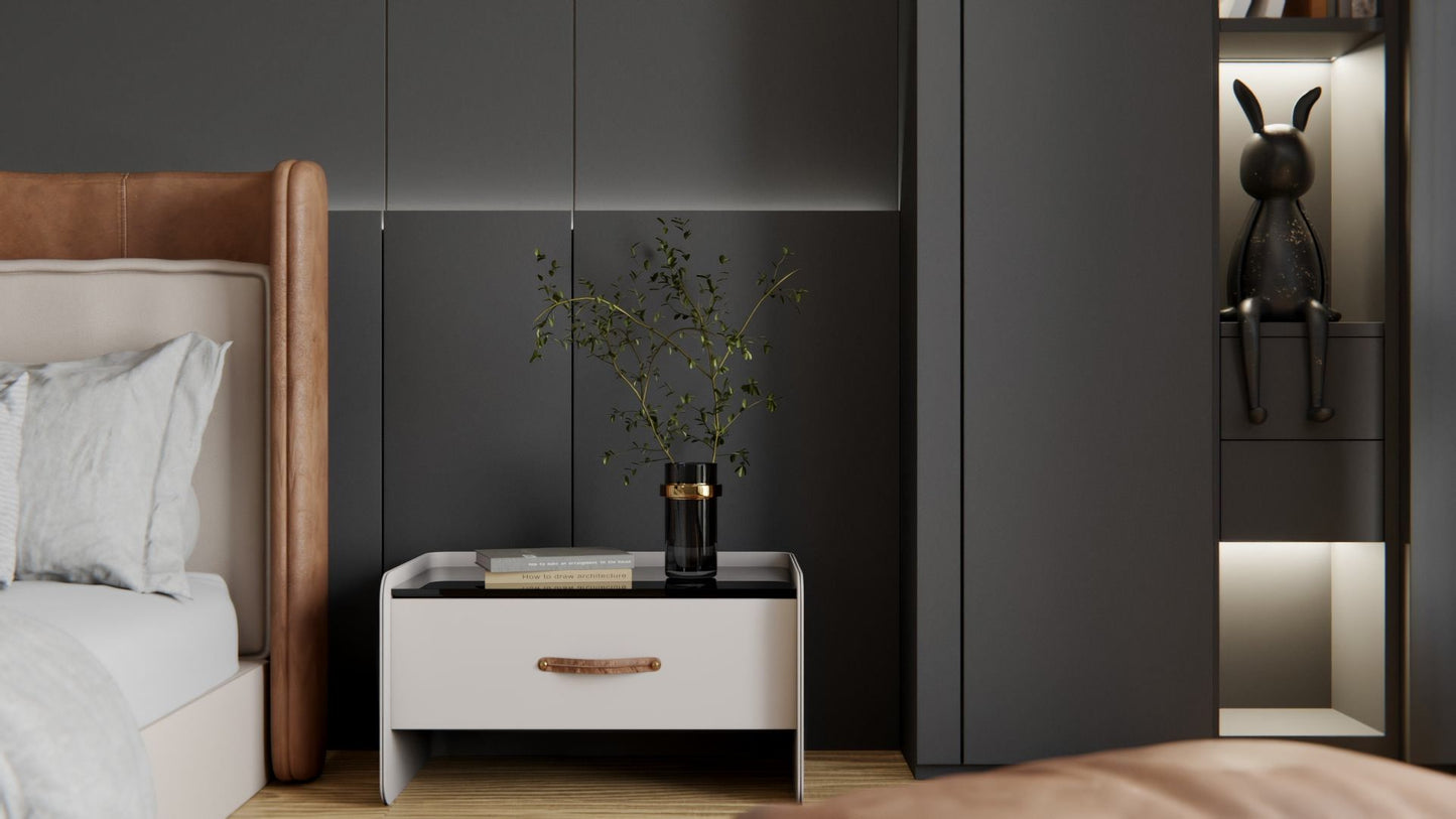 Film adhésif décoratif Cover Styl RM29 onyx posé sur  meuble et porte du dressing