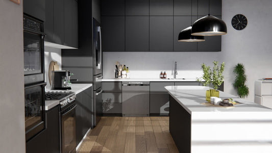 Film adhésif décoratif effet textile cuir noir charbon texturé Cover Styl X51 pour rénovation de cuisine, meuble, mur et salle de bain.
