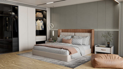 Film adhésif décoratif effet textile métallisé argent et brun ligné Cover Styl NE37 pour rénovation de cuisine, meuble, mur et salle de bain.
